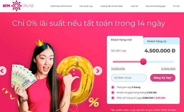 ATM Online - App vay tiền siêu nhanh bằng CMND