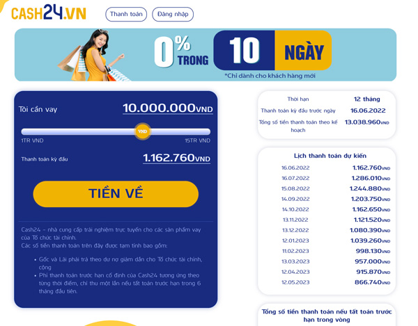 Cash24 - Ứng dụng vay tiền uy tín, giải ngân 24h