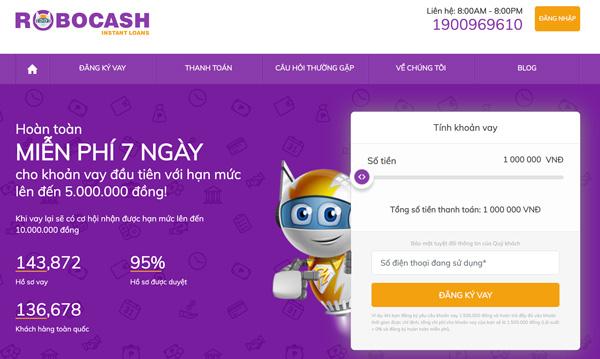 Robocash - Ứng dụng vay tiền lãi suất thấp