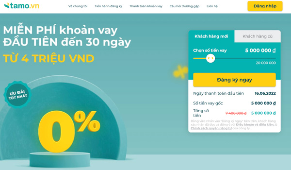 Tamo - App vay tiền nhanh uy tín 2022