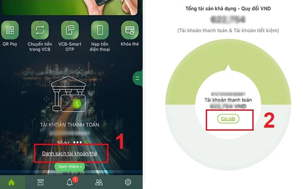 Sao kê VCB Digibank trên App