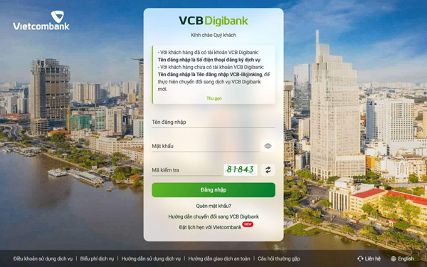 Hướng dẫn sao kê tài khoản VCB - iBanking trên website
