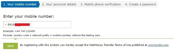 Tạo tài khoản Webmoney