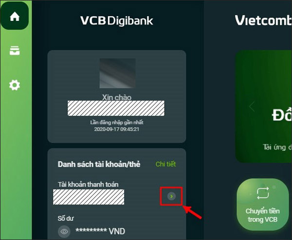 Xem lịch sử giao dịch Vietcombank trên PC