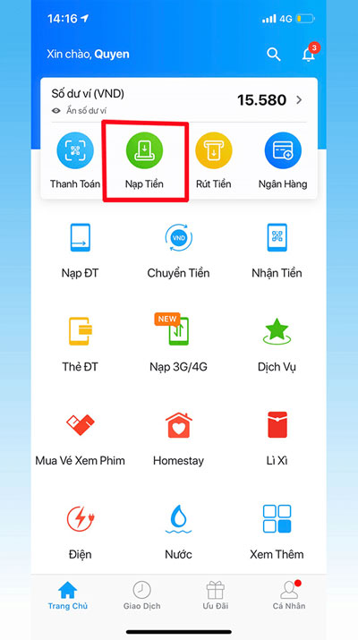 Chuyển tiền từ tài khoản ngân hàng sang Zalopay
