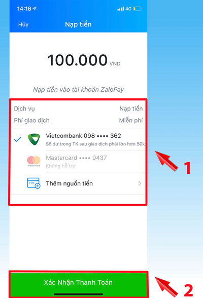 Chuyển tiền từ tài khoản ngân hàng sang Zalopay